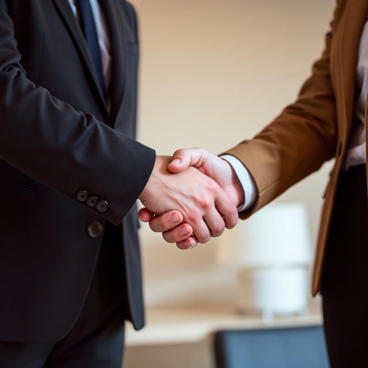 Attorney shaking hands with client